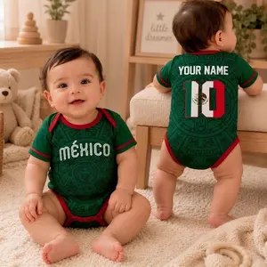 Custom Mexico 2026 World Soccer Baby Suit, Mexico Inspired Infant Jersey, Sports Fan Gift, Baby Shower Gift T3X 74L