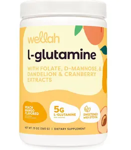 Wellah L-Glutamine Peach Mango (50 Servings) - 5g L-Glutamine Per Serving, Sweetened with Stevia