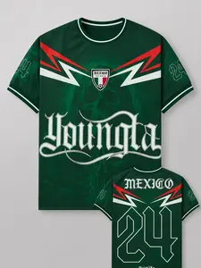 Mexico Skull Football Jersey Shirt, Number 24 Gothic Graphic Tee, Mexican Soccer Supporter Streetwear T-Shirt, Fan Gift,