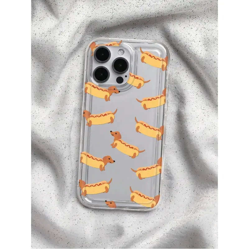 Yellow Dachshund Pattern Liquid Silicone Phone Case, Full Body Protection, Shock-Proof And Drop-Proof, TPU Soft Rubber Material, Compatible With IPhone13 17 15
