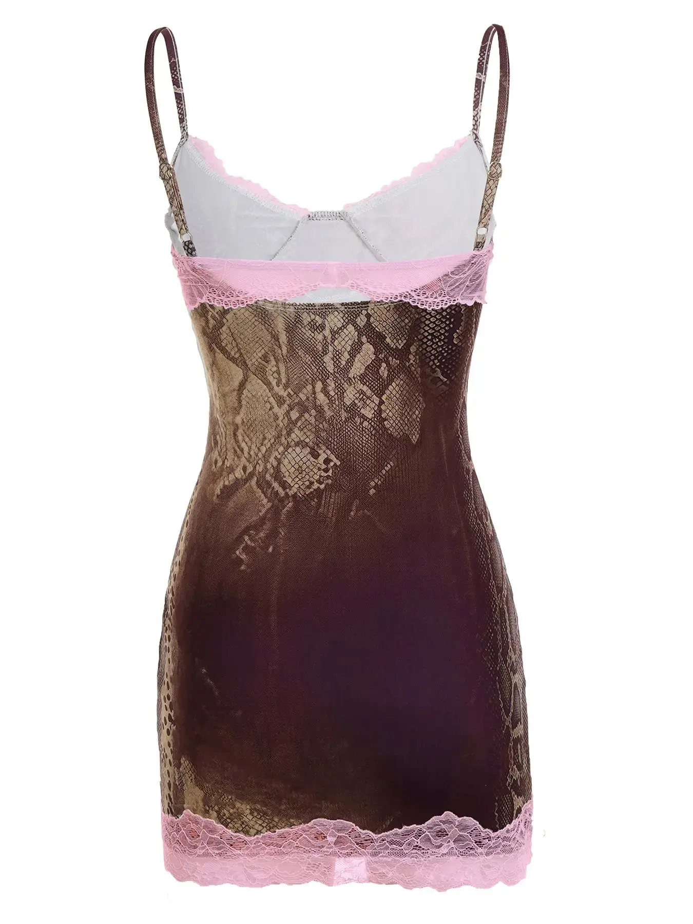 Elegant Snake Print Ruched Bodycon Stretch Short Dress, Sexy Lace Patchwork Backless Sleeveless Spaghetti Strap Design, Party Night for Women All Seasons