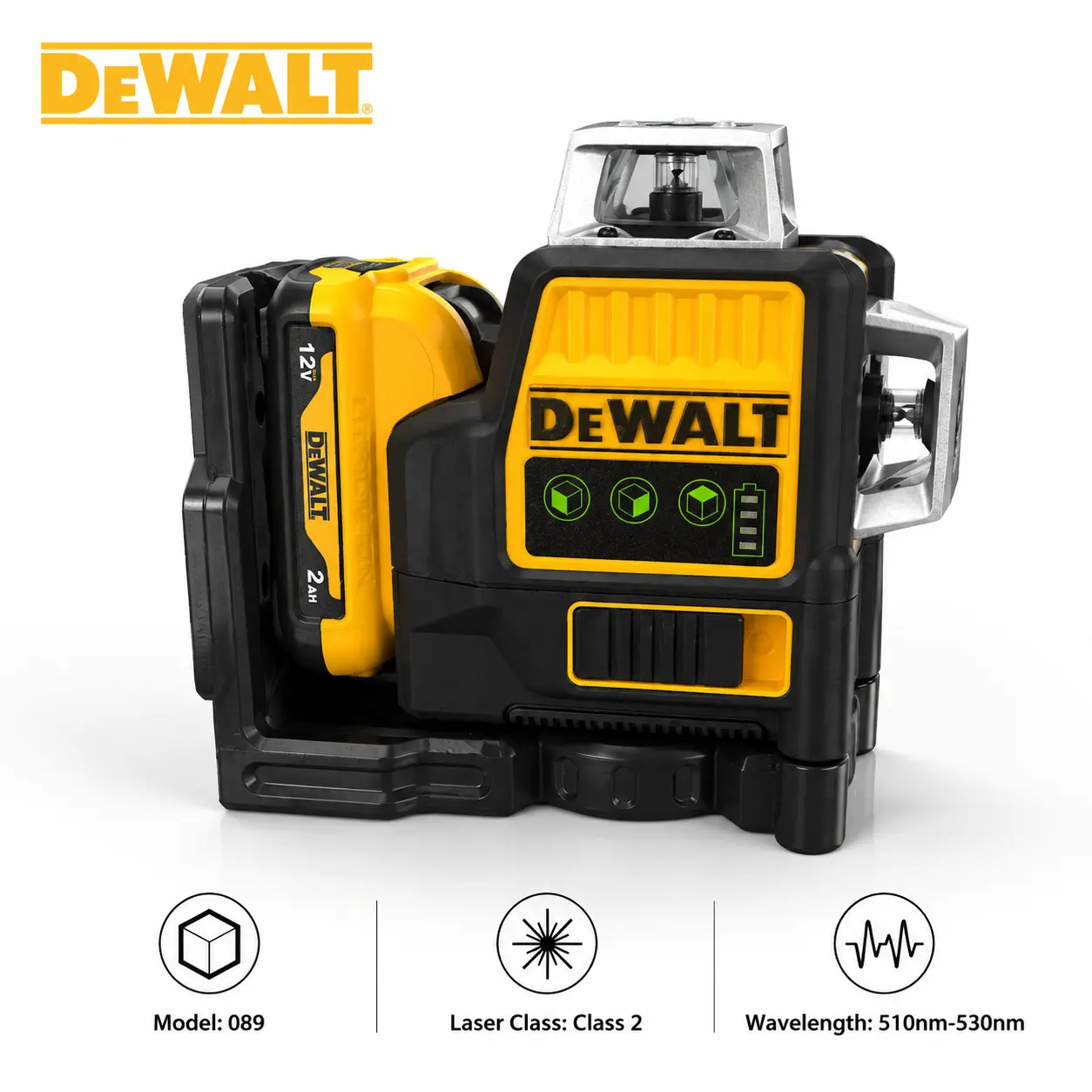 DEWALT 089 12V Green 360° Laser Level, Self Leveling IP65 Waterproof Measuring Laser Tool, Tile Wall Layout Alignment Device, For Professional Carpenters, Builders & Interior Renovation Work