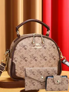 Fashion All Over Print Handbag & Wallet & Clutch, Casual Versatile Bag Set for Women, Trendy High-quality Daily Commuting Bag Set