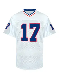 Men's Football jersey#17 Retro Mesh Embroidery Sport Jersey:ALLEN V-neck Short Sleeves Breathable Sports T-shirt for Training and Competition Athletic Tops