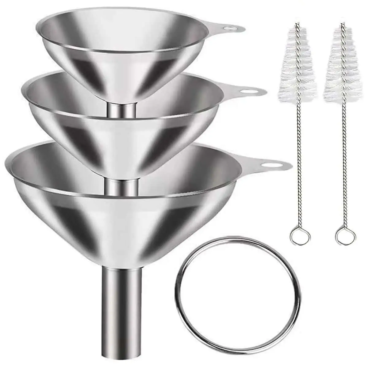 5pcs Stainless Steel Funnel, Household Oil Funnel, Soy Sauce Funnel, Multipurpose Kitchen Funnel, Kitchen Utensils And Gadgets