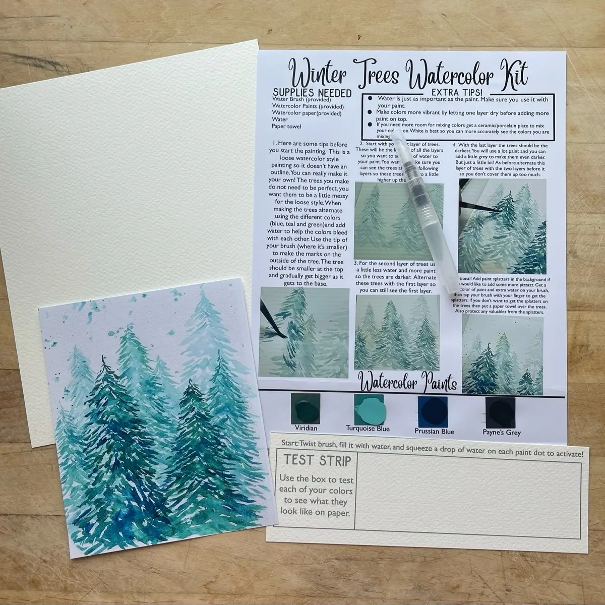 Winter Trees Watercolor Kit