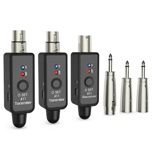 Wireless Microphone Transmitter Receiver 4 Channels Plug-on XLR Mic Adapter Wireless Microphone System for Dynamic/Condenser Mics, Audio Mixer, DSLR Camera,PA System