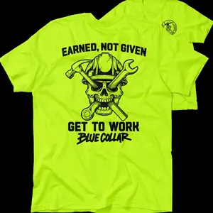 Earned Not Given Safety T-Shirt: High Visibility Work Shirt, Reflective Tee B1JPH