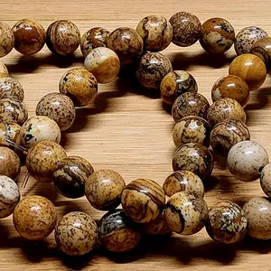 Picture Jasper Crystal Bead Stretch Bracelet (8mm)