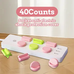 40 Counts Outlet Covers Baby Proofing, electric socket protective caps, hidden pull handle design, random color