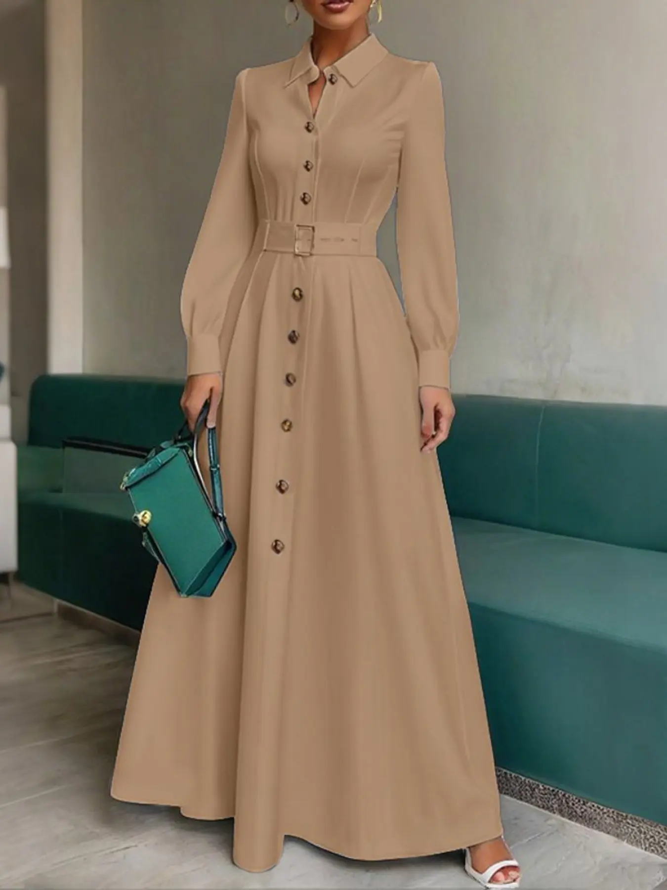 cream midi dress with sleeves Petal and Pup Women's Louise Midi Dress