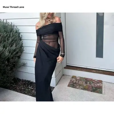 la robe de ego off the shoulder dress Off The Shoulder Draped Asymmetric Mini Dress In Black