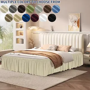 Easy-Going Bed Skirt for Twin Full Queen King Cal-King Size Bed, 14/18/22  Inch Tailored Drop, Fitted with Adjustable Elastic Belt, Convenient to Use Without Lift The Mattress