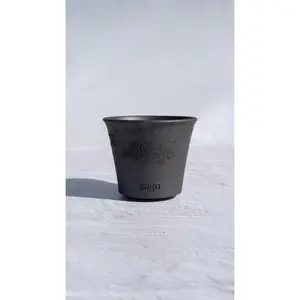 Petite Ink Clay Pot | Handmade Breathable Planter for Succulents & Cacti