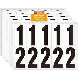 1.5 inch Self Adhesive Numbers for Mailbox, House Numbers, Reflective Mailbox Number, Trash Cans Number, for Outside, 60 count (Black/White)