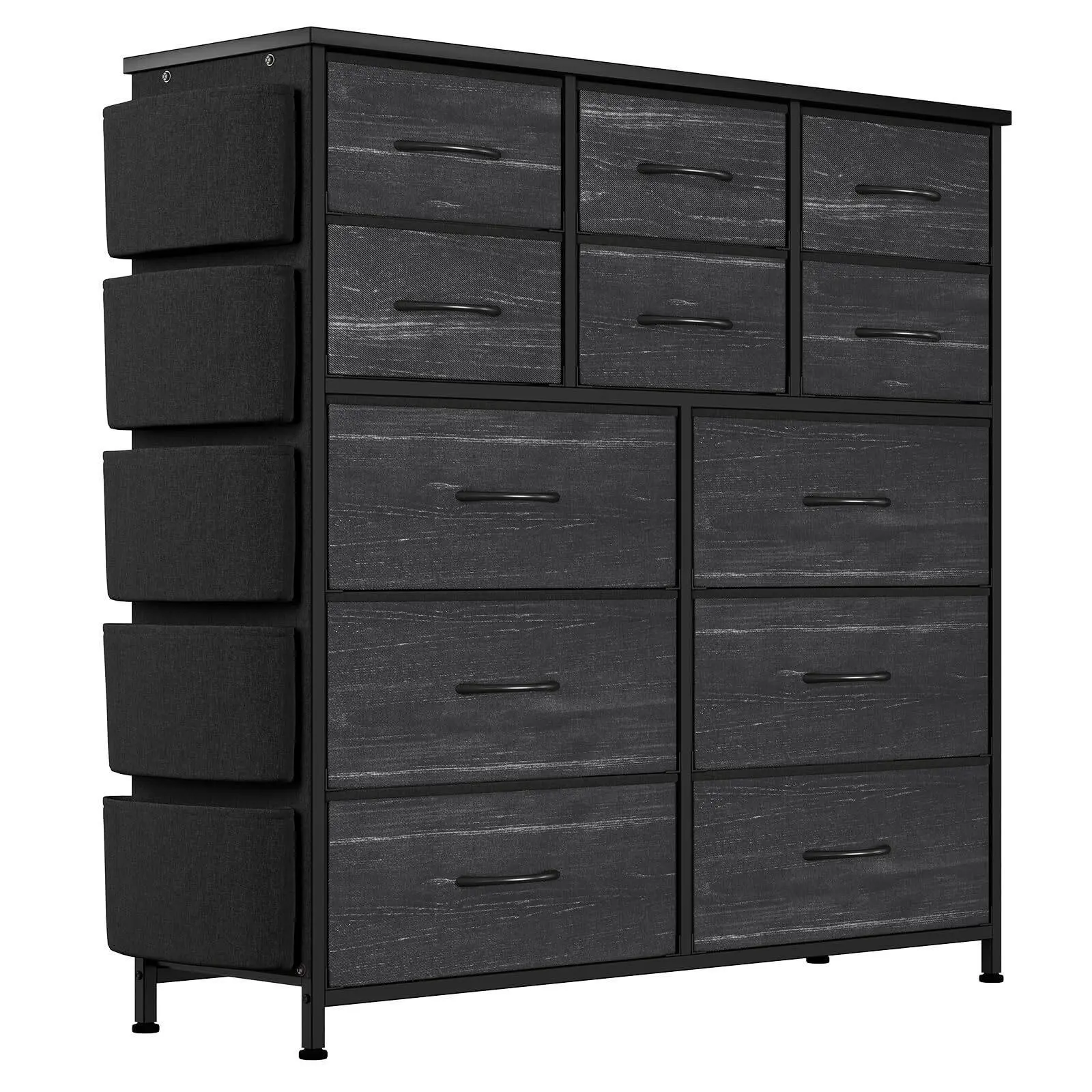 Black Dresser for Bedroom Cloth Storage Tower with 12 Drawers 12 Drawers Storage Tower Chest of Drawers with Bins Steel Frame Wood Top for Bedroom Kids Room Closet Entryway,summerwins