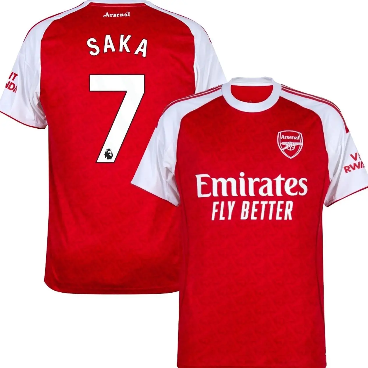 Unisex Soccer/Football Premier League Arsenal Club Saka 7 Champions League 2025/26 Home/Away Replica Jersey - Red
