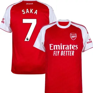 Unisex Soccer/Football Premier League Arsenal Club Saka 7 Champions League 2025/26 Home/Away Replica Jersey - Red