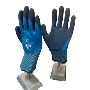 12 Pairs Double-Dip Blue Rubber Waterproof Work Gloves, Flexible Fit, Extra Grip, Long-Lasting Home Cleaning Supplies