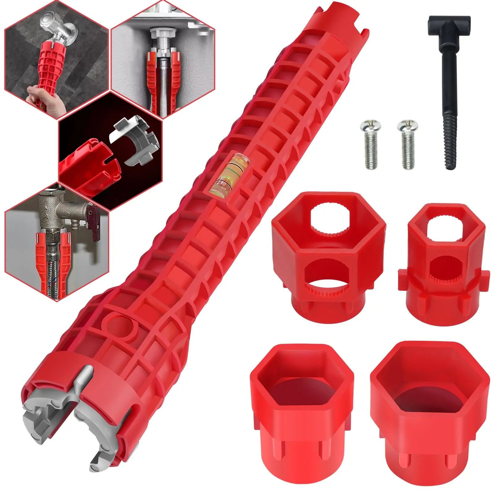 14-in-1 Multifunctional Sink Faucet Repair Wrench, 14 in 1 Water Pipe Wrench, Multi Functional Sink Installation Tool, Sink Faucet Installation & Repair Tool for Kitchen Bathroom Toilet Pipe Faucet Removal