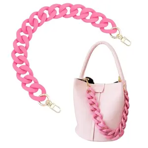Pink Acrylic Bag Chain, 18" Multi-Use Handle & Decor Bag Accessory, 1.3 inch Wide Purse Charm Decorative Bag Replacement Chain for Handbag Wallet Crossbody Shouder Bags