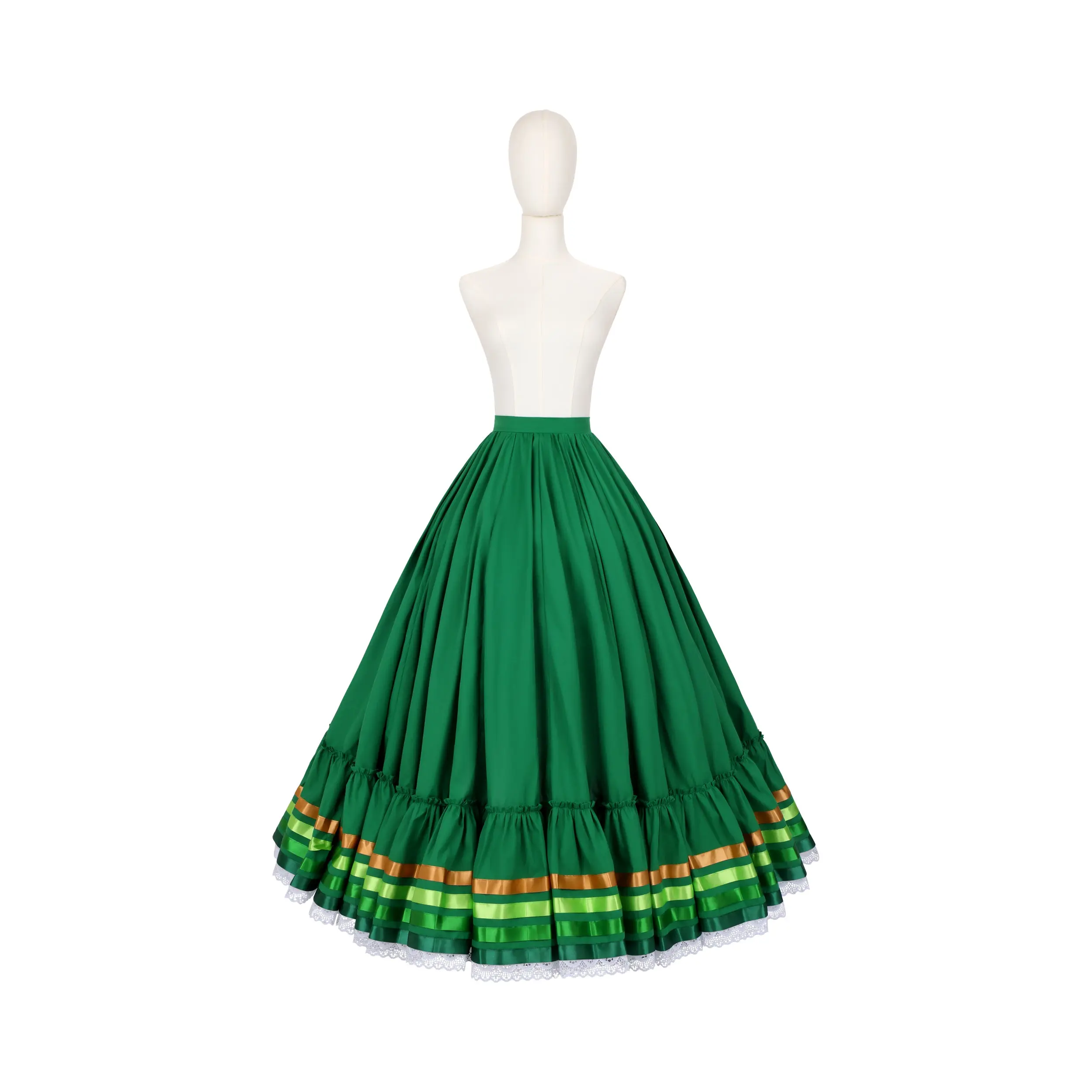 Hoja de Maiz Doble Vuelo Folklórico Practice Skirt – Verde