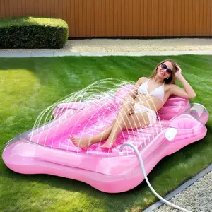 Inflatable Tanning Pool Lounger Float, Pool Floats Adult with Automatic Spray Cooling, 5 in 1 Suntan Tub Raft Floatie, Sunbathing Bed Lounge for Pool Party Yard Tanning Summer Gift