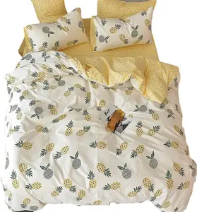 Feelyou Washable Duvet Cover Set - Ultra Soft Breathable Bedding Set, Cute Pineapple Print Tropical Fruit Design, Yellow Twin/Full/Queen Size Comforter Cover Collection