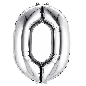 Number 0 Silver Foil Balloon 14" in each. 35017-14