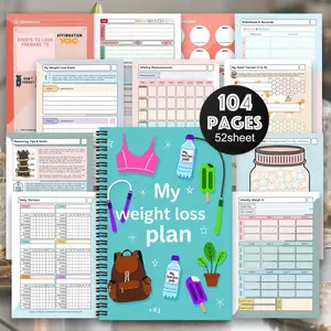 1-Stop Weight Loss Plan & Health Journal - Guided fitness program with monthly/weekly workout logs, progress tracking, nutrition & exercise tracking, goal setting - Diet & fitness plans for men and women, fitness tracker, food diary, progress charts - Sui