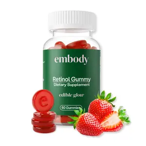 Edible Glow Anti-Aging Retinol Gummy for Youthful, Blemish Free Skin | 60 Gummies, 1 Month | Strawberry Flavor | Gluten-free, Vegetarian