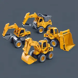 Realistic Inertial Construction Vehicle Set, ABS Rotating Excavator Dumper Truck Bulldozer, Battery-Free Pretend Play Birthday Gift