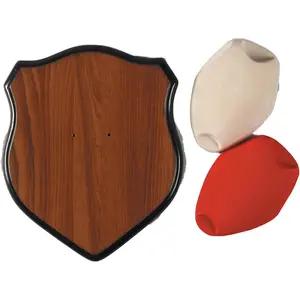 Deer Antler Mounting Kit - Easy-To-Assemble Wood Plaque Deer Mounting Kit for Hunting, with Red & Cream-Colored Skull Cover, All Hardware Included