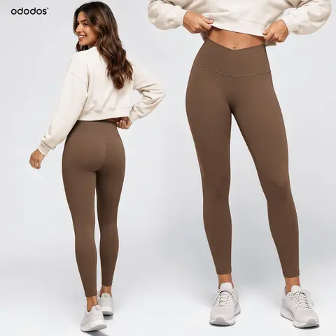 ODODOS Women's Buttery Soft Crossover Leggings with Back Pocket