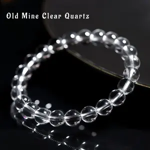 Natural Old Mine Donghai Clear Quartz Bracelet, Genuine High-Purity Crystal Beaded Stretch Bracelet, Wholesale Loose Beads for Jewelry Making
