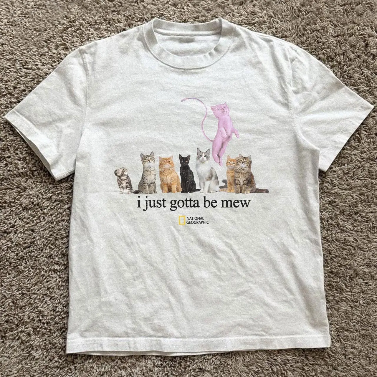 Gildan Men's and Women T-shirt, National Geographic “I just gotta be mew” cat tee, Animal tee, Y2k Unisex Graphic Tees Gothic Grunge Emo Scene Amity Affliction Style Clothes Menswear Womenswear Streetwear