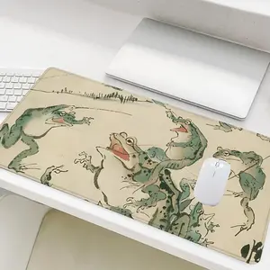 Vintage Frog Pattern Mouse Pad, Rectangle Gaming Mouse Pad, Non-Slip Mousepad, Office Desk Keyboard Mouse Mat for Home Office Game Room Desk, Desk Accessories, Desk Setup Essential