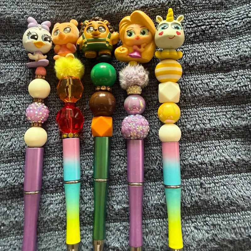 5 Pack Character Beaded Pens | Handmade Cute Beaded Pens Bundle | Aesthetic Pens