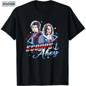 Men's Fashion-Forward Crew Neck Printed T-Shirt Features a retro logo design of Steve Robin's iconic chest emblem from Stranger Things 100% cotton material Machine washable Casual and comfortable fit Suitable for all seasons