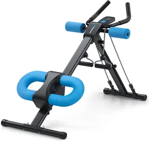 Ab Machine, Ab Workout Equipment, Adjustable Ab Trainer Machine for Abs Workout at Home Gym, Foldable, Knee Protection, Abdominal Trainer for Stomach Workout