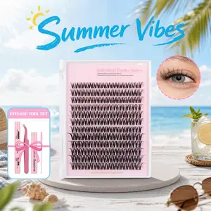 Lash Clusters Kit Natural Individual Lashes Wispy Eyelash Extensions 9-16mm DIY Lash Extension Kit Lash Bond and Seal Waterproof Long Lasting, Lash Applicator, Thick False Eyelash Kit