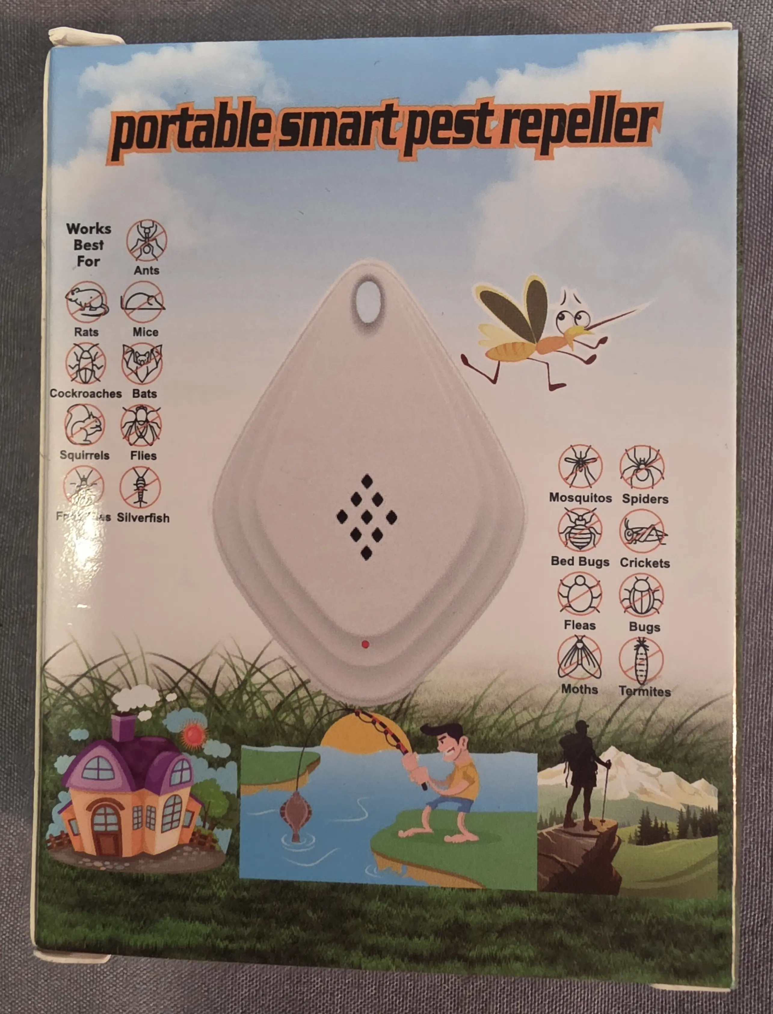 Portable Smart Pest Repeller - White or Black, Effective Against Ants, Mice, Cockroaches, Bats, Squirrels, Flies, Mosquitoes, Spiders, Bed Bugs, Crickets, Fleas, Bugs, Moths, and Tarnished
