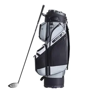 【Father's Day】VEVOR Golf Cart Bag with 14 Way Organizer Divider Top,  41” 13 Pockets Premium Nylon Cart Bag, Durable Golf Bags with Handles & Dust Cover & Detachable Straps for Men & Women, Black Color-Block