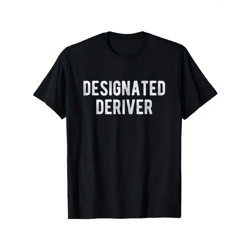 Humorous T-Shirt for Math Enthusiasts Featuring a Designated Driver Theme, Suitable for Both Men And Women. This Casual Round Neck Shirt Is Perfect for Outdoor Wear in All Seasons, Available in Sizes S to XXXL, Made from Slightly Elastic Material
