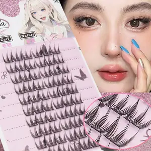 Large Capacity False Eyelashes Set, 10 Rows 60 Clusters, Segmented Individual Lash Strips, Stem, C Curl Type, Natural Look, Wholesale, Makeup
