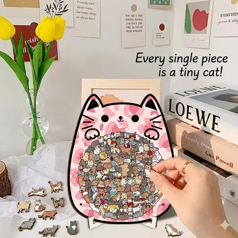 Cozy Shaped Wooden Puzzle - 135 Irregular Pieces Wood Puzzles, Christmas gift, Kids Educational Toy, Stress Relief Room Decor, Perfect Gifts for Lovers, Single/Bundle Set Available