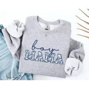 Boy Mama Sweatshirt, Toile Boy Mama Sweater, New Mom Pregnancy Announcement, Gender Reveal Crewneck, Baby Announcement Shirt, Baby Shower Gift Casual - LORA ATCHER
