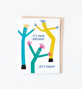 Let's Dance Birthday Card Inflatable Air Dancer // Greeting Card