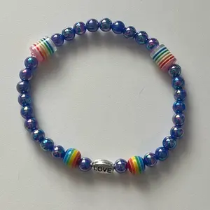 Blue shiny metallic bracelet movement pride hope - Kamala election- woman’s rights- LGBT