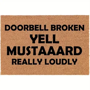 Welcome Doormat Door Mat Gift Doorbell Broken Yell Mustard Really Loudly Funny All-Season All-Weather Doormat with Non-Slip Backing Welcome Floor Mat for Home Porch Entrance Decoration